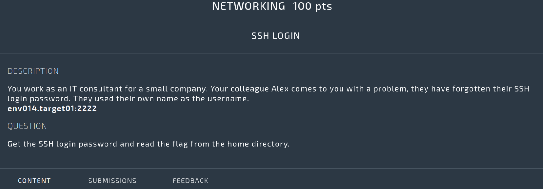 Alex ssh challenge