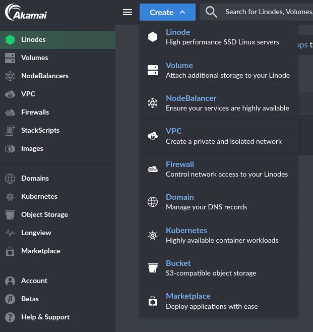 Linode setup screenshot